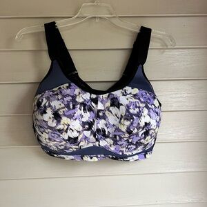 Lane Bryant Livi Purple Floral Underore Sports Bra Size 42H